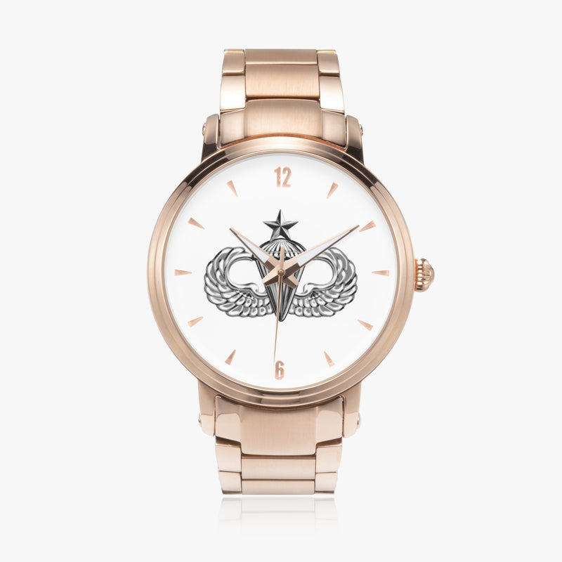 Senior Parachutist-46mm Automatic Steel Strap Gold Watch