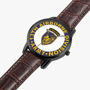 13th Airborne Division-Wide Type Black Watch is displayed in a perspective view on a white background with the brown leather band.