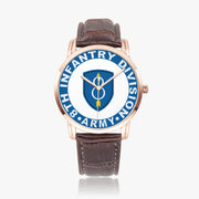 8th Infantry Division-Wide Type Golden Watch with a Brown Leather Band