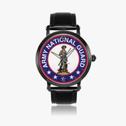 US Army National Guard-46mm Automatic Watch with a Black Leather Band
