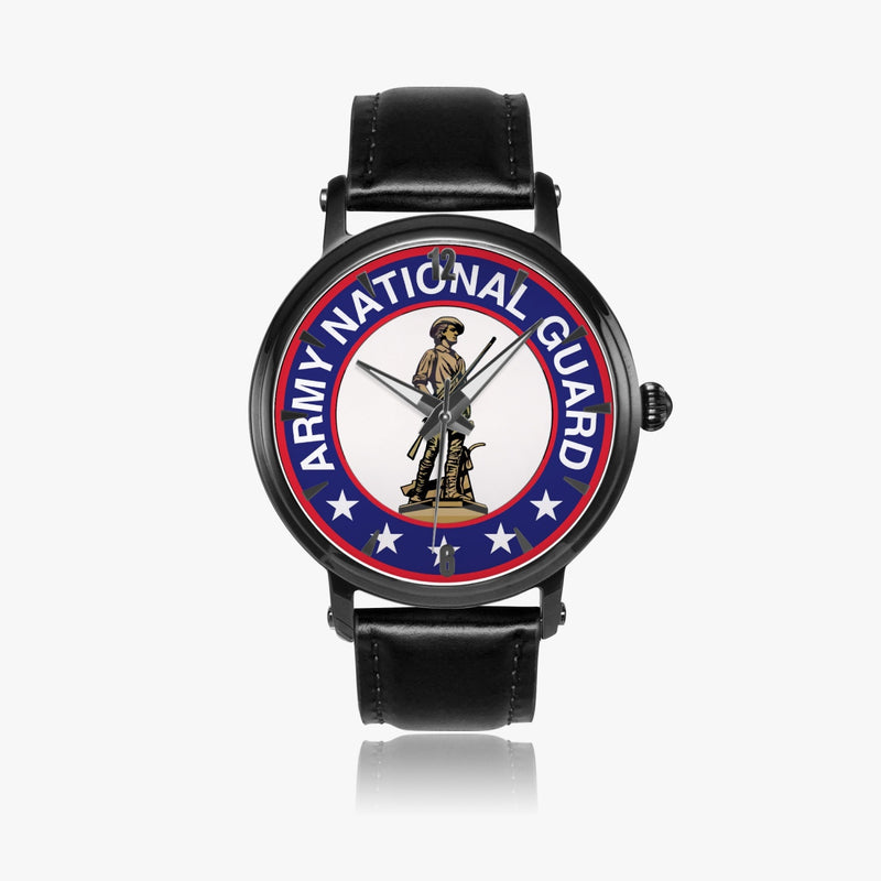 US Army National Guard-46mm Automatic Watch with a Black Leather Band