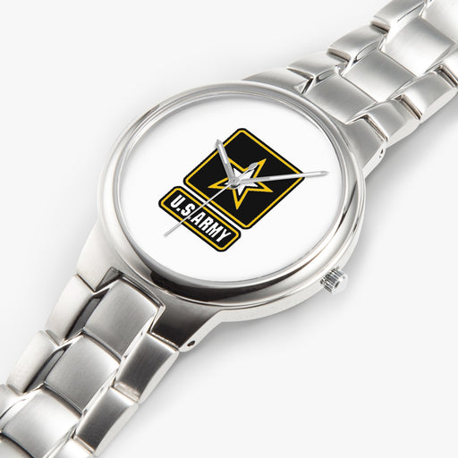 Top View - US Army-Silver Stainless Steel Silver Quartz Watch