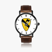 1st Cavalry Division-46mm Automatic Watch with a Brown Leather Band