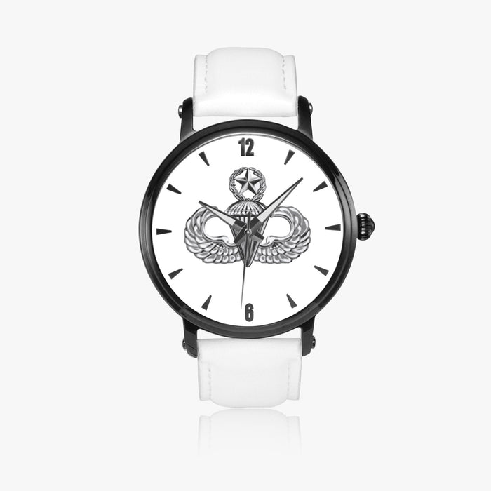 Master Parachutist-46mm Automatic Watch with a White Leather Band