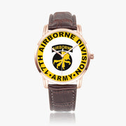 17th Airborne Division-Wide Type Golden Watch with a Brown Leather Band
