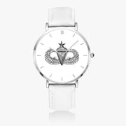 Top View - Senior Parachutist Ultra Thin Watch (White Strap)