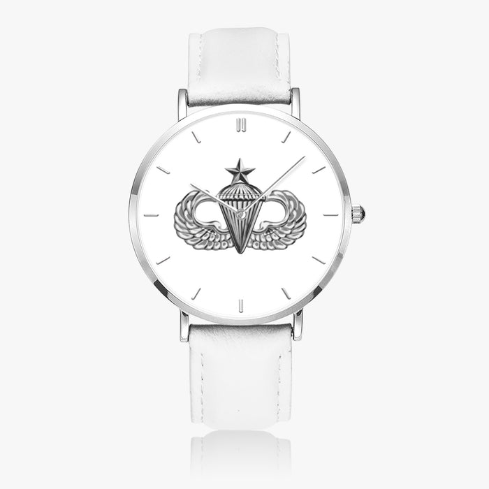 Top View - Senior Parachutist Ultra Thin Watch (White Strap)