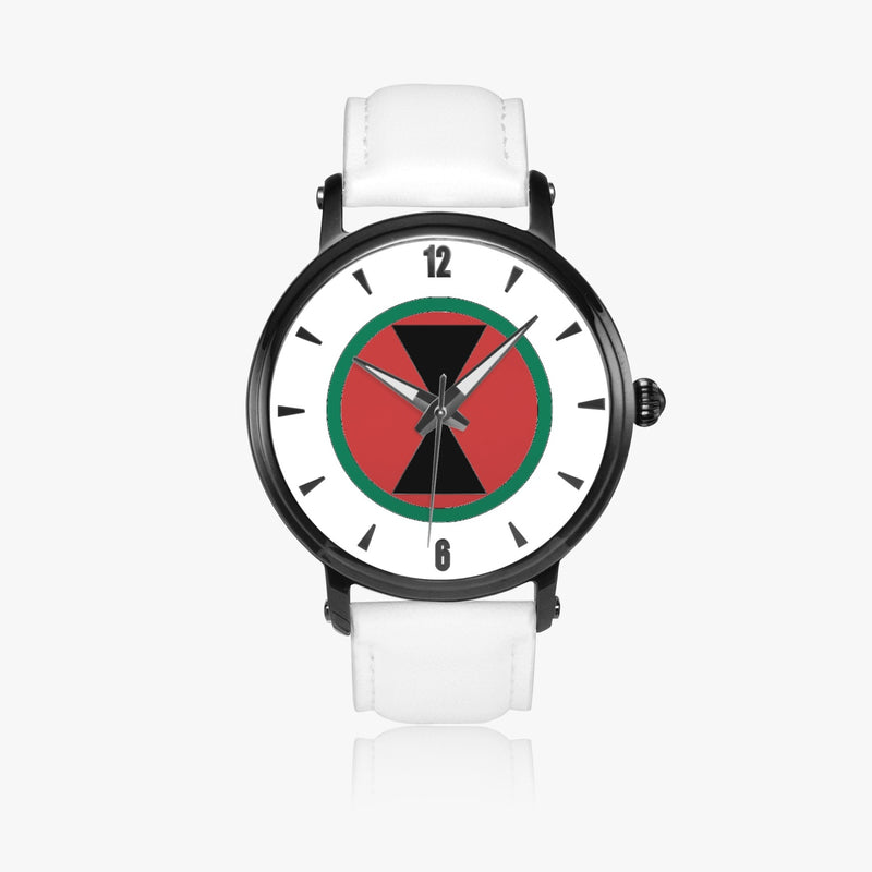 7th Infantry Division-46mm Automatic Watch with a White Leather Band