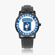 173rd Airborne Brigade-Wide Type Black Watch with a Black Leather Band