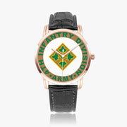 4th Infantry Division-Wide Type Golden Watch with a Black Leather Band