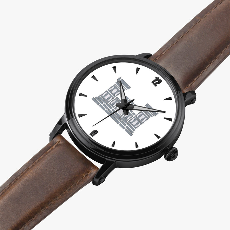 Combat Engineer-46mm Automatic Watch is displayed in a perspective view on a white background with a brown leather band