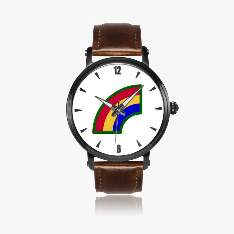 42nd Infantry Division-46mm Automatic Watch with a Brown Leather Band