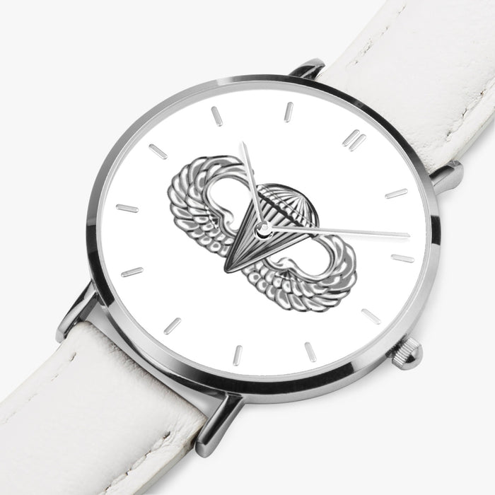 Perspective View - Basic Parachutist Ultra Thin Watch (White Strap)