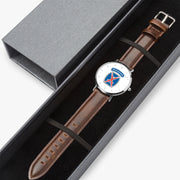 Watch Case with 10th Mountain Division Ultra Thin Watch (Brown Strap)
