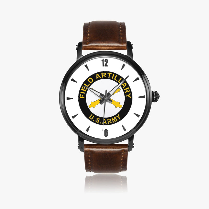 Field Artillery-46mm Automatic Watch with a Brown Leather Band