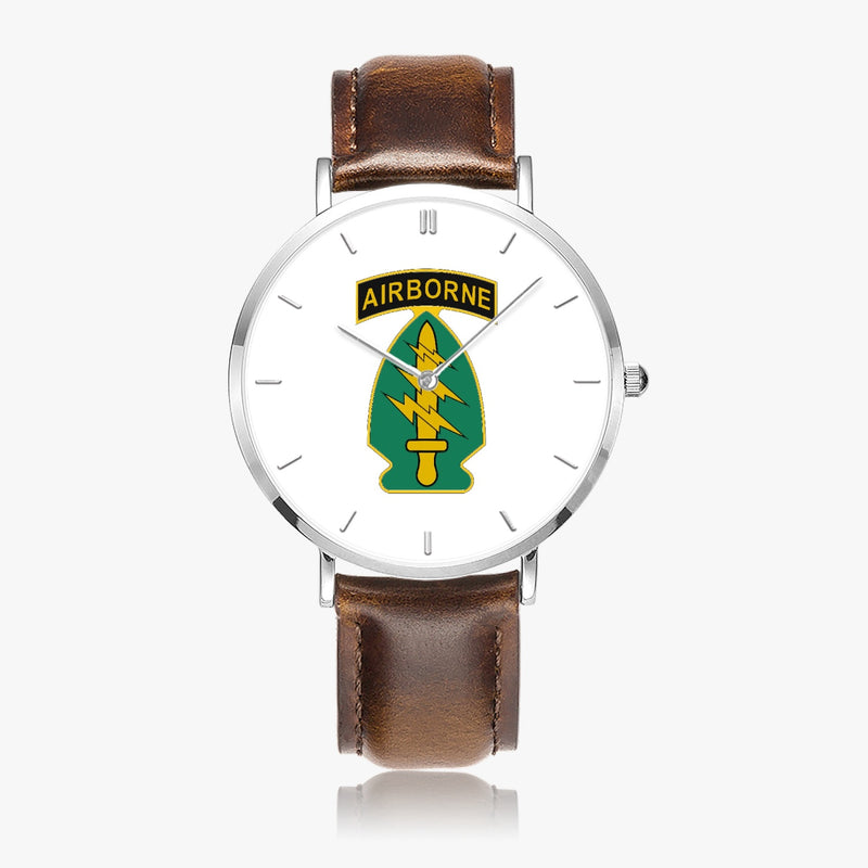 Top View - Special Forces Airborne Ultra Thin Watch (Brown Strap)