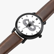Senior Parachutist-46mm Automatic Watch is displayed in a perspective view on a white background with a brown leather band