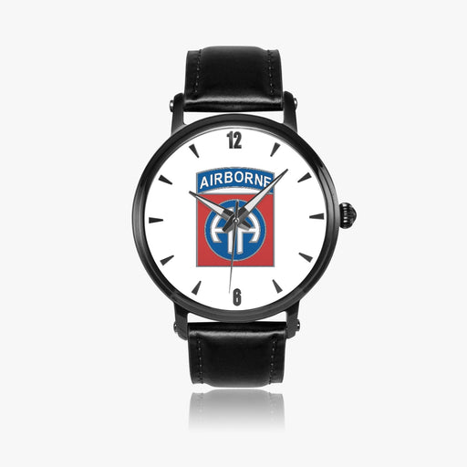 82nd Airborne Division-46mm Automatic Watch with a Black Leather Band