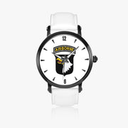101st Airborne Division-46mm Automatic Watch with a White Leather Band