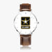 Top View - US Army Ultra Thin Watch (Brown Strap)