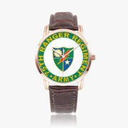 75th Ranger Regiment-Wide Type Golden Watch with a Brown Leather Band