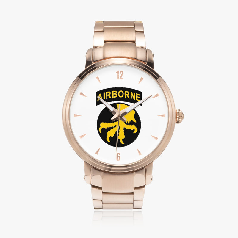 17th Airborne Division-46mm Automatic Steel Strap Gold Watch