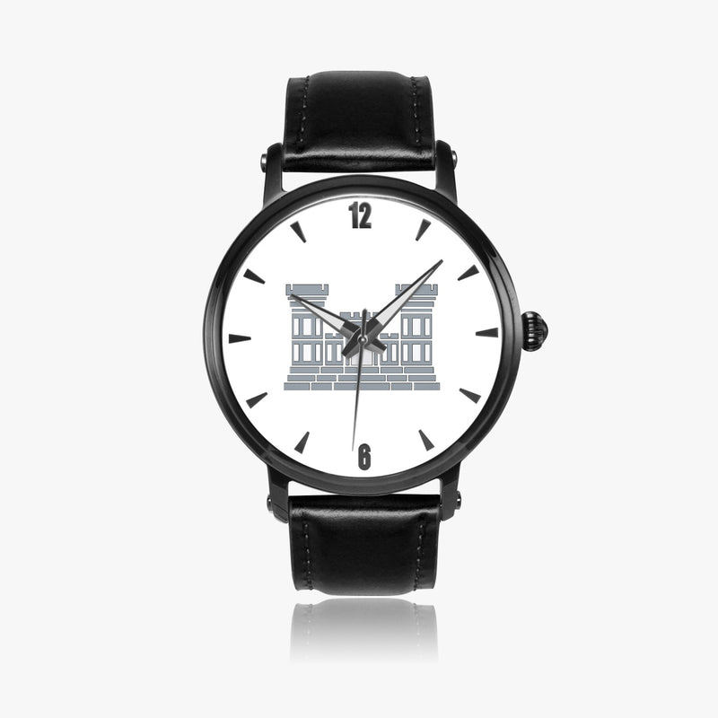 Combat Engineer-46mm Automatic Watch with a Black Leather Band
