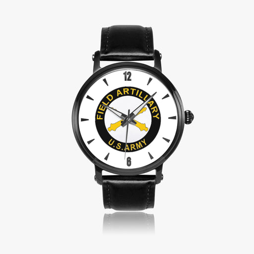 Field Artillery-46mm Automatic Watch with a Black Leather Band