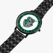 104th Infantry Division Watch is displayed in a perspective view on a white background with the black metal strap stretched out.
