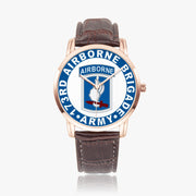 173rd Airborne Brigade-Wide Type Golden Watch with a Brown Leather Band