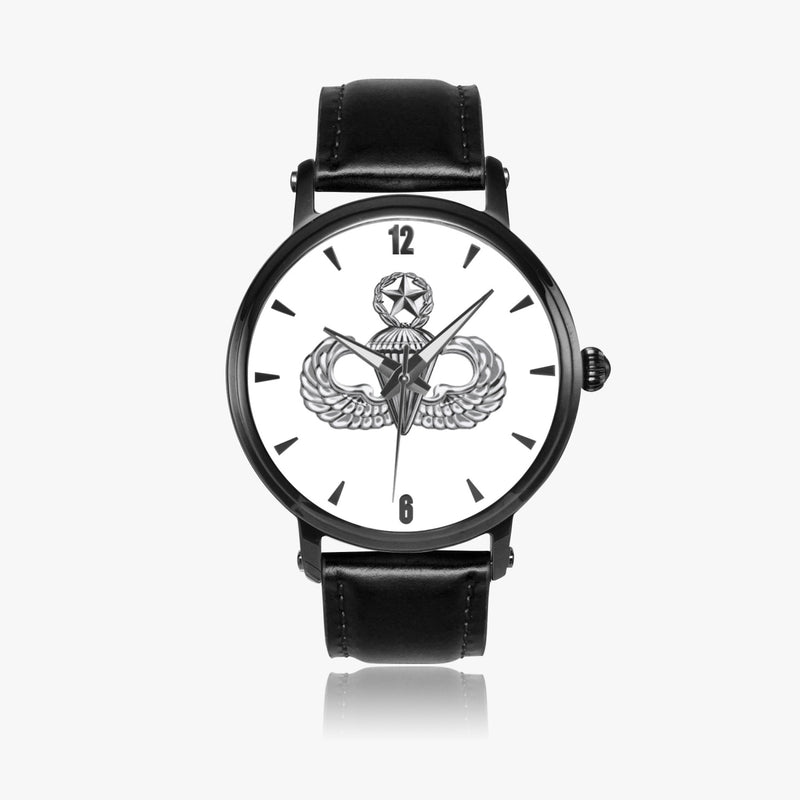 Master Parachutist-46mm Automatic Watch with a Black Leather Band