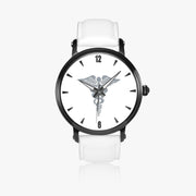 Hospital Corpsman-46mm Automatic Watch with a White Leather Band