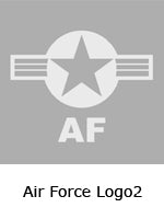 A gray image showing an emblem with a central star flanked by horizontally extended wings above the letters "AF," with the text "Air Force Logo2" below.