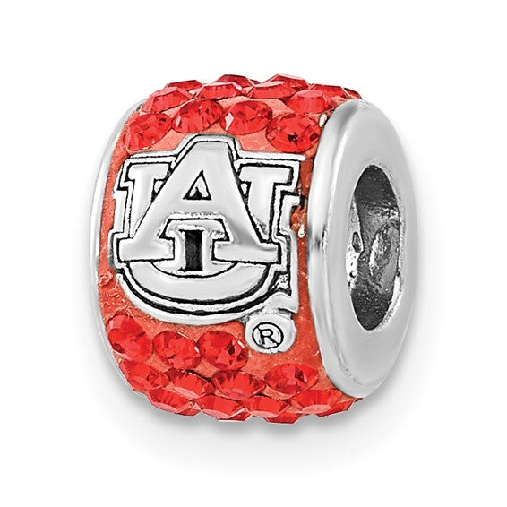 Silver Auburn University Crystal Charm Bead