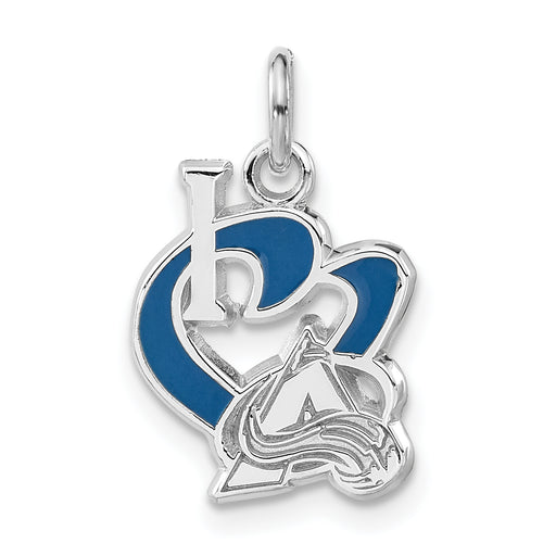 Sterling Silver & Enamel NHL Colorado Avalanche I Heart Logo Charm