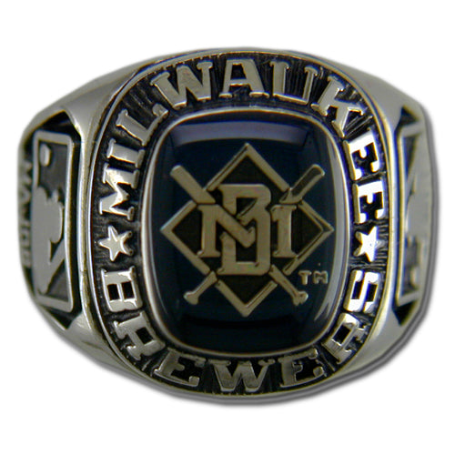 Milwaukee Brewers Classic Silvertone MLB Ring — Sports Jewelry Super Store