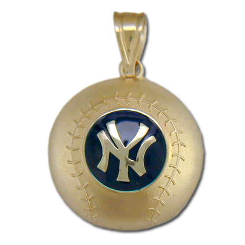 New York Yankees Baseball with enamel 14 kt Gold Pendant