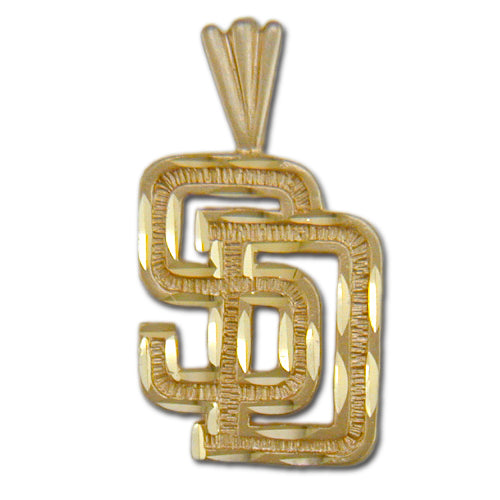 San Diego Padres SD logo 14 kt Gold Pendant