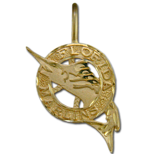 Miami Marlins Round Logo 14 kt Gold Pendant