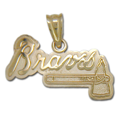 Atlanta Braves BRAVES with Tomahawk 14 kt Gold Medium Pendant