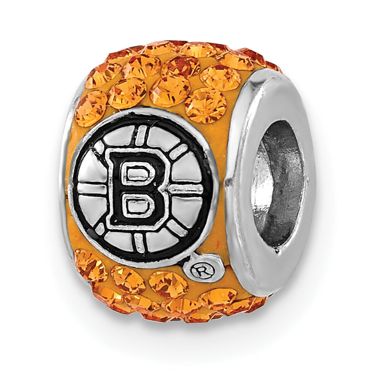 Sterling Silver NHL Boston Bruins Yellow Crystal Bead