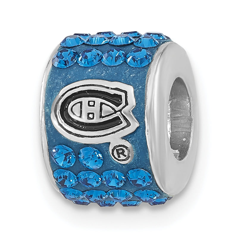 Sterling Silver NHL Montreal Canadiens Polished Blue Crystal Bead Charm