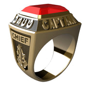 USCG Licensed Captains Men's Championship Style Type I Goldtone Ring - Echoing the design of championship rings, this ring features Licensed Captains insignia on the sides