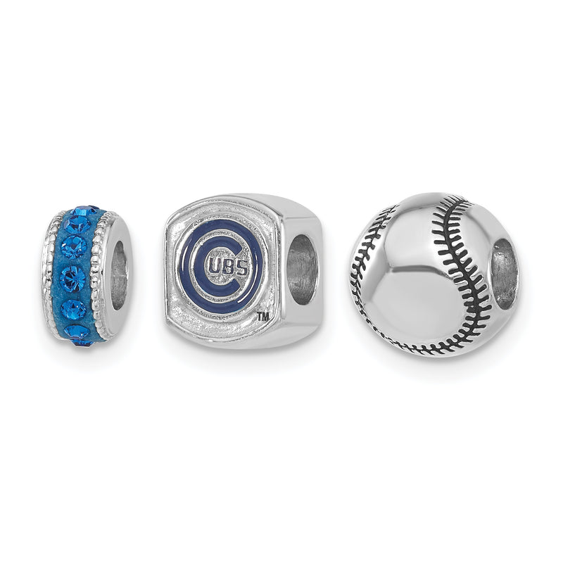 SSMLB Chicago Cubs Crystal & Enameled 3 Bead Set