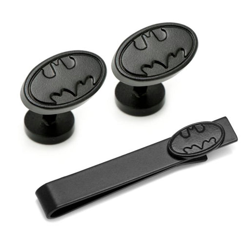 Batman Satin Black Cufflinks and Tie Bar Gift Set