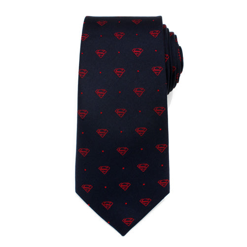 Superman Shield Navy and Red Dot Tie