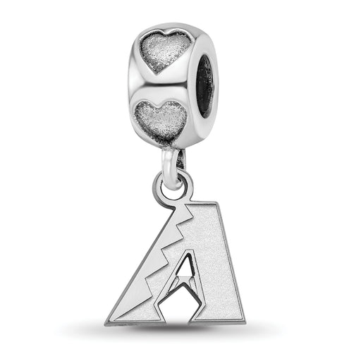 Sterling Silver Rh-plated LogoArt Arizona Diamondbacks D on Heart Bead
