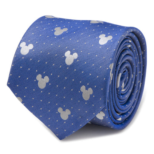 Mickey Mouse Blue Pin Dot Mens Tie