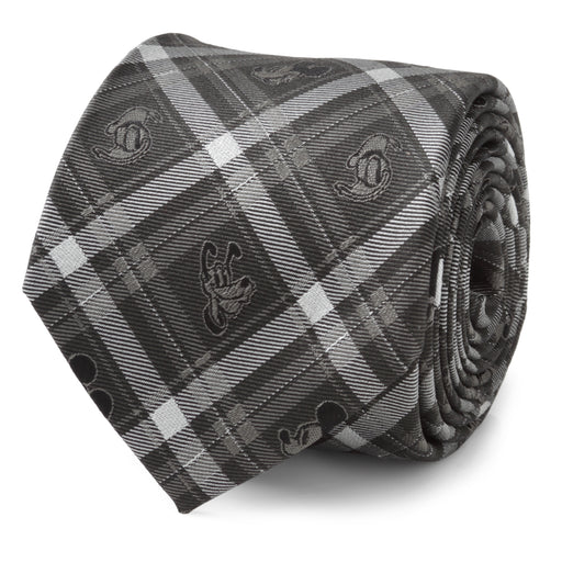 Mickey and Friends Charcoal Plaid Men's Tie