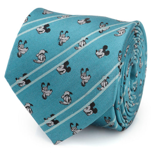 Mickey and Friends Aqua Striped Men's Tie
